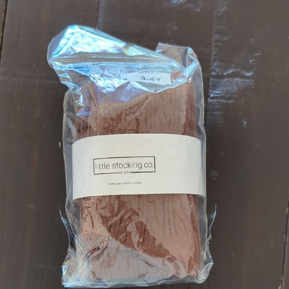 Little Stocking Co. Brown Cableknit Tights